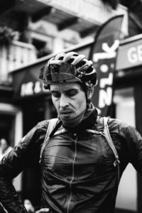Philipp Hanneck contemplating his routing ahead of leaving control point one in Livigno 1000km into the Transcontinental bike race